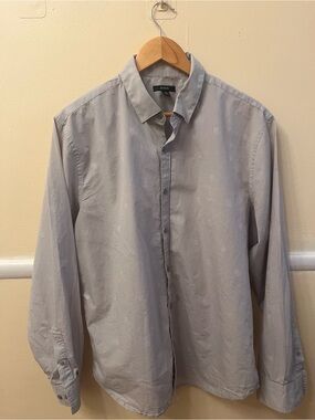 Alfani Men’s Light Gray Casual Button-Down Shirt